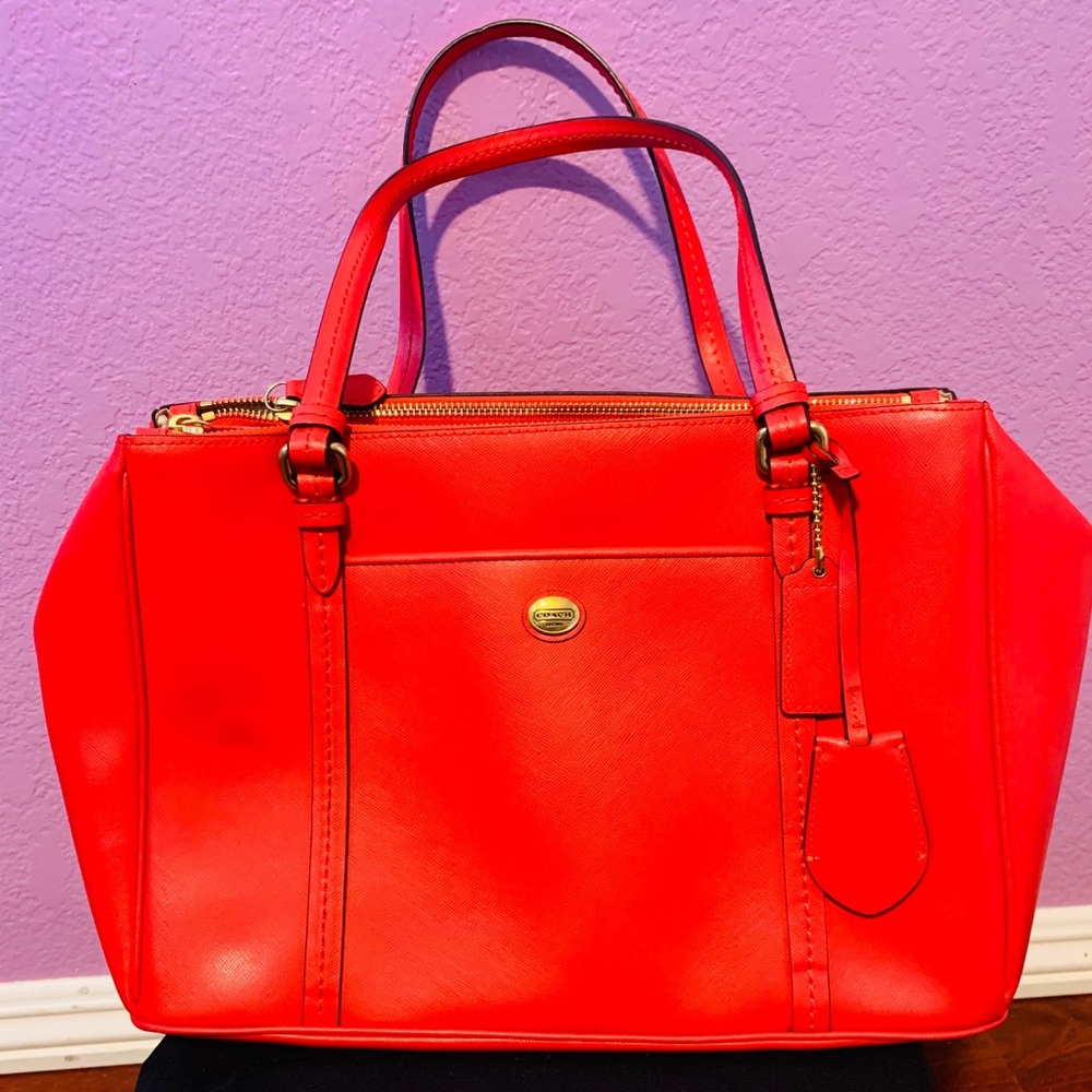 Coach Peyton Leather Double Zip Shoulder Bag